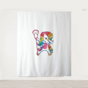Dabbing Unicorn Lacrosse Funny Lax Player T-Shirt Tapestry