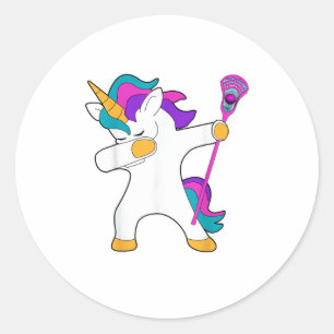 Dabbing Unicorn Lacrosse LAX Shirt Funny Tee Gift Classic Round Sticker