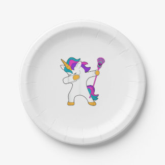 Dabbing Unicorn Lacrosse LAX Shirt Funny Tee Gift Paper Plate