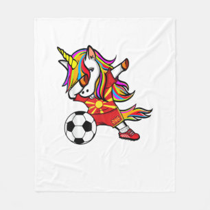 Dabbing Unicorn Macedonia Soccer Fans Jersey Maced Fleece Blanket