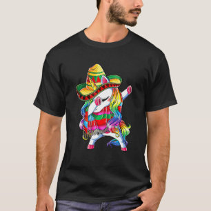 Dabbing Unicorn Mexican Poncho Cinco De Mayo Kids T-Shirt
