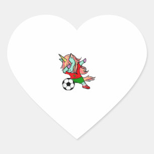 Dabbing Unicorn Morocco Soccer Fans Jersey Morocca Heart Sticker
