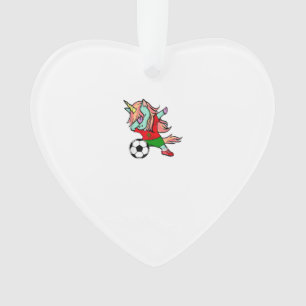 Dabbing Unicorn Morocco Soccer Fans Jersey Morocca Ornament