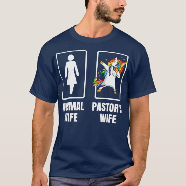 Dabbing Unicorn Pastors Wife Church First Lady T-Shirt (Front)