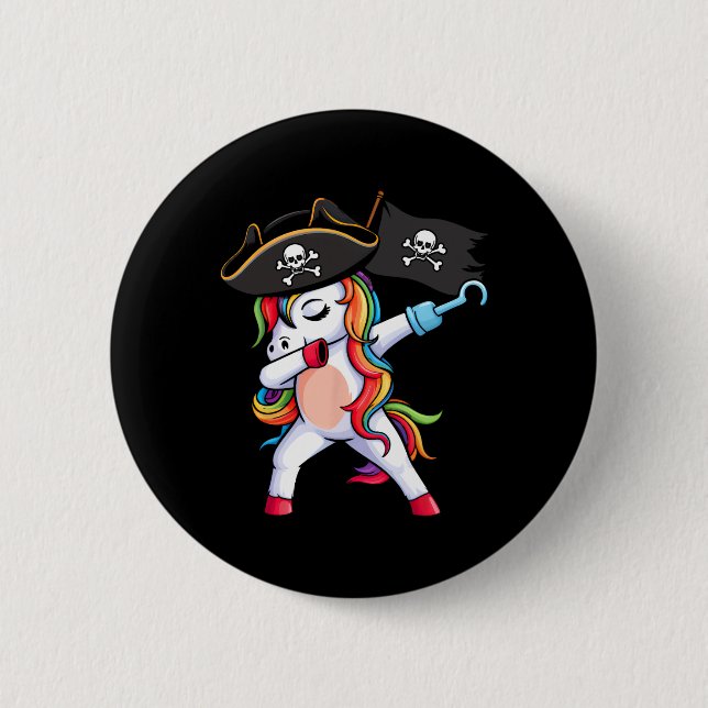 Dabbing Unicorn Pirate Girls Kids Funny Halloween  6 Cm Round Badge (Front)