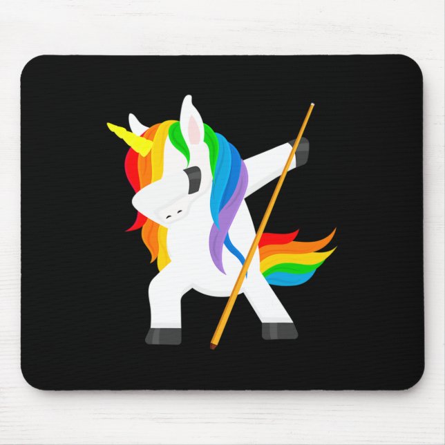 Dabbing Unicorn Playing Billiards Dab Dance Funny  Mouse Pad (Front)