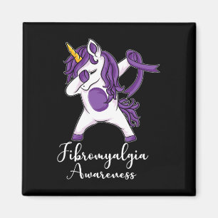 Dabbing Unicorn Purple Ribbon Fibromyalgia Awarene Magnet