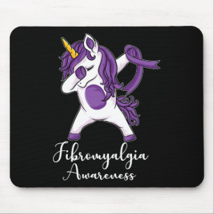 Dabbing Unicorn Purple Ribbon Fibromyalgia Awarene Mouse Pad