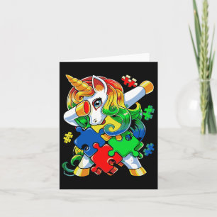 Dabbing Unicorn Puzzle Piece Autism Awareness Cute Card