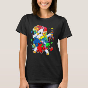 Dabbing Unicorn Puzzle Piece Autism Awareness Cute T-Shirt