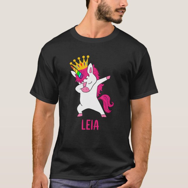 Dabbing Unicorn Queen Personalised LEIA T-Shirt (Front)