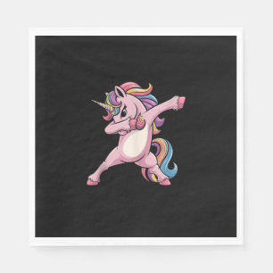 Dabbing Unicorn Rainbow Hair Fun Unicorn Kids Girl Napkin