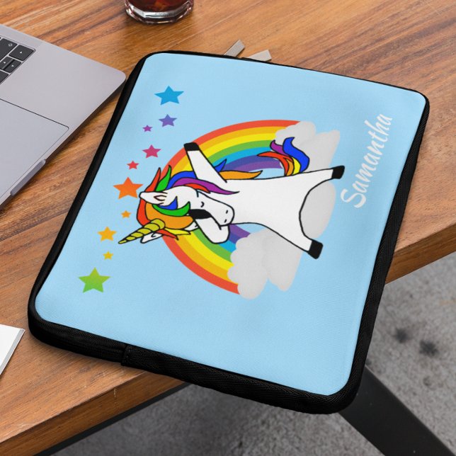 Dabbing Unicorn Rainbow Personalised Laptop Laptop Sleeve (Creator Uploaded)