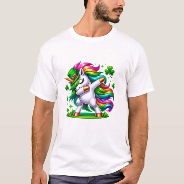 Dabbing Unicorn Rainbow T-Shirt (Front)