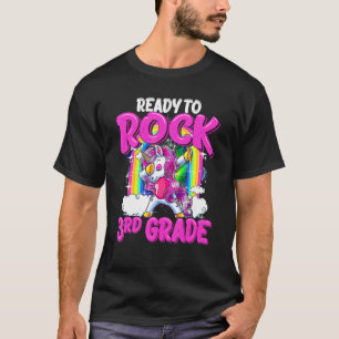 Dabbing Unicorn Ready To Rock 3rd Grade Girls Back T-Shirt