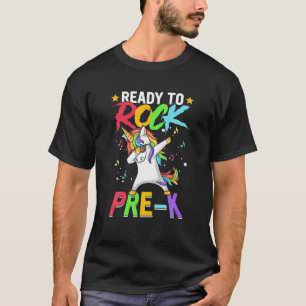 Dabbing Unicorn Ready To Rock Pre-K Funny Back To T-Shirt