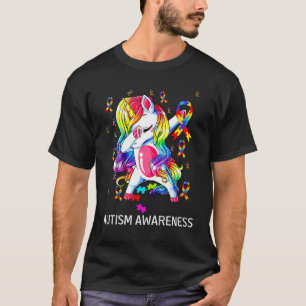 Dabbing Unicorn Ribbon Puzzle Autism Awareness Boy T-Shirt