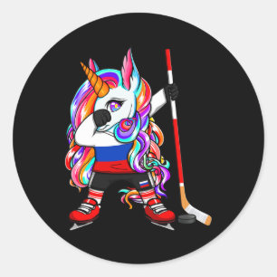 Dabbing Unicorn Russia Ice Hockey Fans Jersey Wint Classic Round Sticker