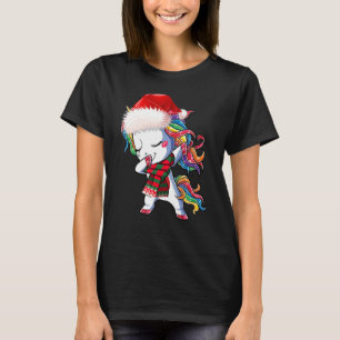 Dabbing Unicorn Santa Hat Christmas Kids Girls T-Shirt