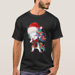Dabbing Unicorn Santa Hat Christmas   Kids Girls T-Shirt