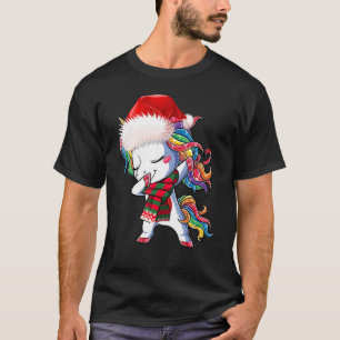 Dabbing Unicorn Santa Hat Christmas   Kids Girls T-Shirt