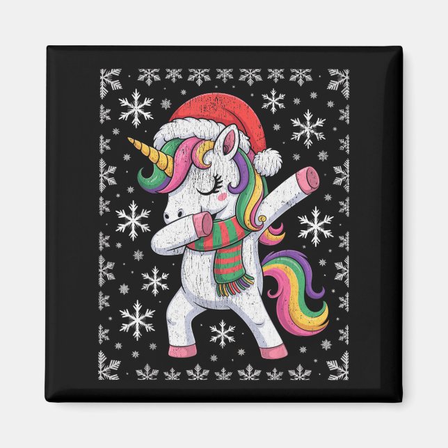 Dabbing Unicorn Santa Hat Christmas Xmas Dab  Magnet (Front)