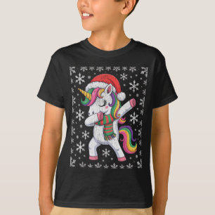 Dabbing Unicorn Santa Hat Christmas Xmas Dab  T-Shirt