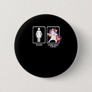 DABBING UNICORN SECOND 2nd GRADE TEACHER Shirt Gif 6 Cm Round Badge