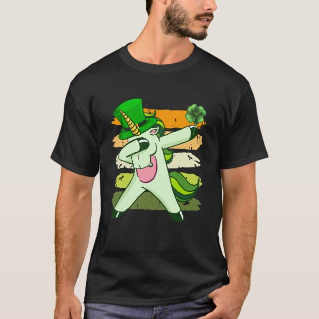 Dabbing unicorn shamrock St Patrick's Day  1 T-Shirt (Front)