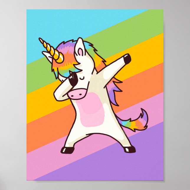 Dabbing Unicorn Shirt Hip Hop Dab Pose  Poster (Front)