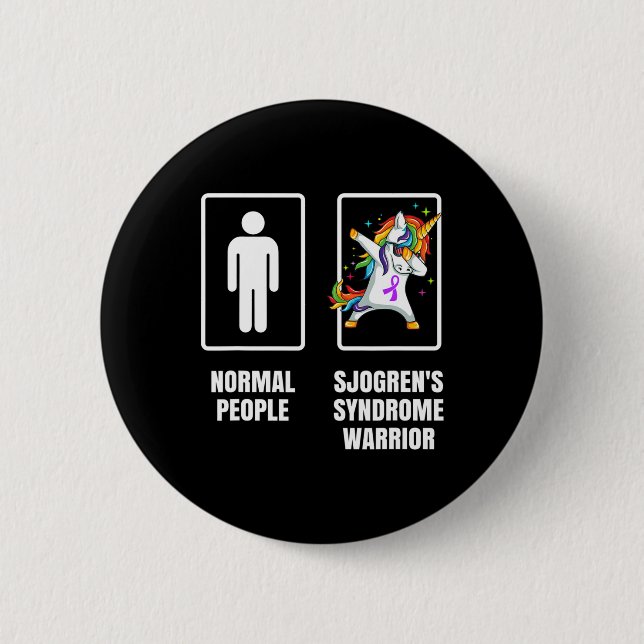 Dabbing Unicorn Sjogren's Syndrome Warrior Survivo 6 Cm Round Badge (Front)
