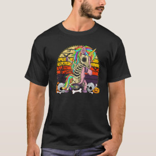 Dabbing Unicorn Skeleton  Halloween Girls Dab T-Shirt