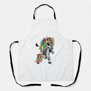 Dabbing Unicorn Skeleton Halloween T-Shirt Apron