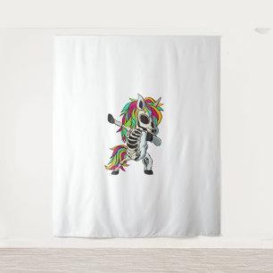 Dabbing Unicorn Skeleton Halloween T-Shirt Tapestry