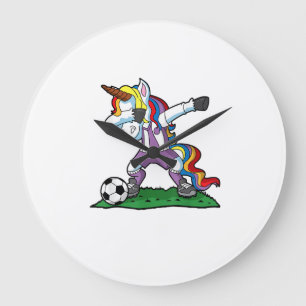 Dabbing Unicorn Soccer Girls Women Team Coach Gift Large Clock