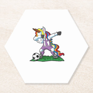 Dabbing Unicorn Soccer Girls Women Team Coach Gift Paper Coaster