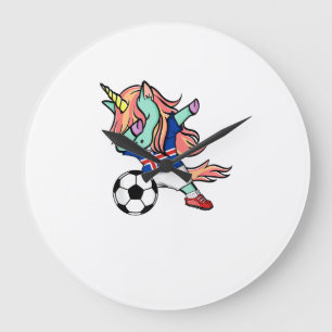 Dabbing Unicorn Soccer Iceland Jersey Icelandic Fo Large Clock