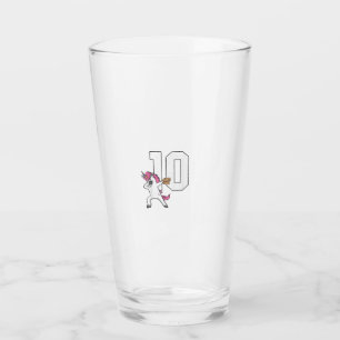 Dabbing Unicorn Softball Number 10 T-Shirt - Softb Glass