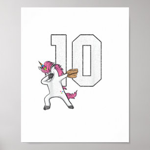 Dabbing Unicorn Softball Number 10 T-Shirt - Softb Poster