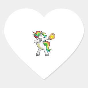 Dabbing Unicorn Softball Player Funny Dab Dance Ra Heart Sticker