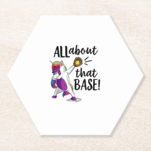 Dabbing Unicorn Softball T-Shirt Girls Soft Ball G Paper Coaster