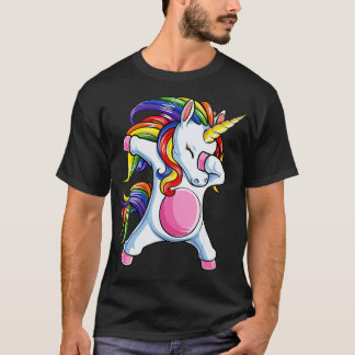 Dabbing Unicorn T  Girls Kids Women Rainbow Unicor T-Shirt