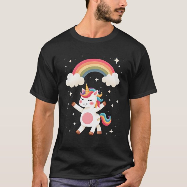 Dabbing Unicorn T Shirt - Funny Dab Dance Rainbow  (Front)