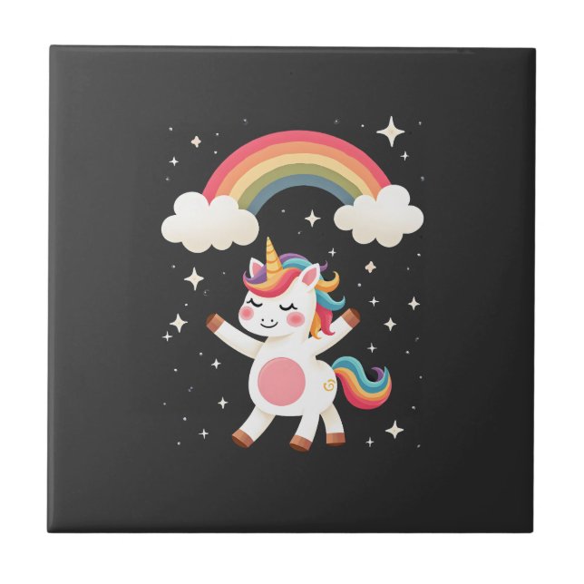 Dabbing Unicorn T Shirt - Funny Dab Dance Rainbow  Ceramic Tile (Front)