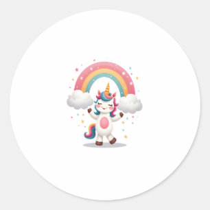 Dabbing Unicorn T Shirt - Funny Dab Dance Rainbow Classic Round Sticker