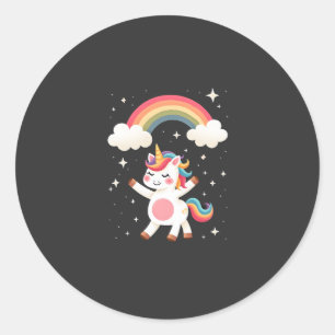 Dabbing Unicorn T Shirt - Funny Dab Dance Rainbow Classic Round Sticker