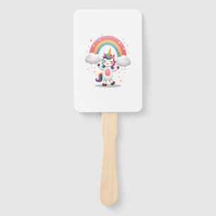 Dabbing Unicorn T Shirt - Funny Dab Dance Rainbow Hand Fan