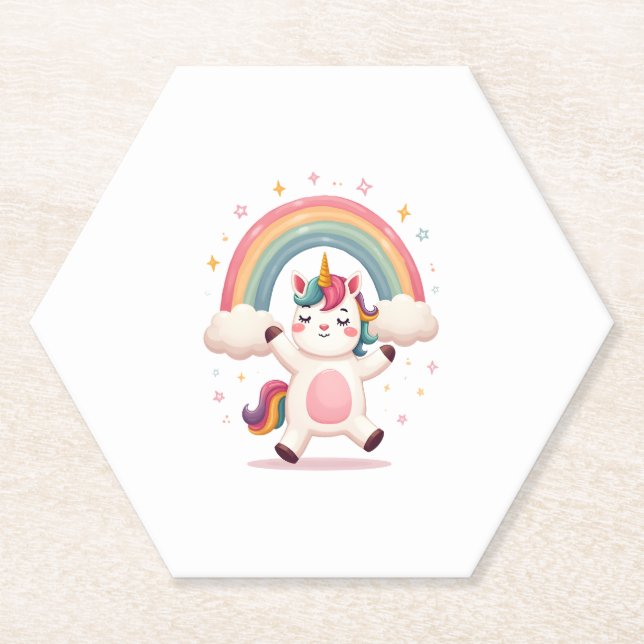 Dabbing Unicorn T Shirt - Funny Dab Dance Rainbow  Paper Coaster (Front)