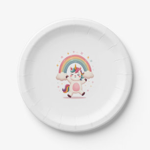 Dabbing Unicorn T Shirt - Funny Dab Dance Rainbow Paper Plate