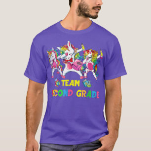 Dabbing Unicorn Team 2nd Grade Teacher Student Fir T-Shirt